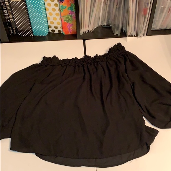 Entro Off The Shoulder Top Sz S Sheer Black Ruffle - Picture 4 of 6
